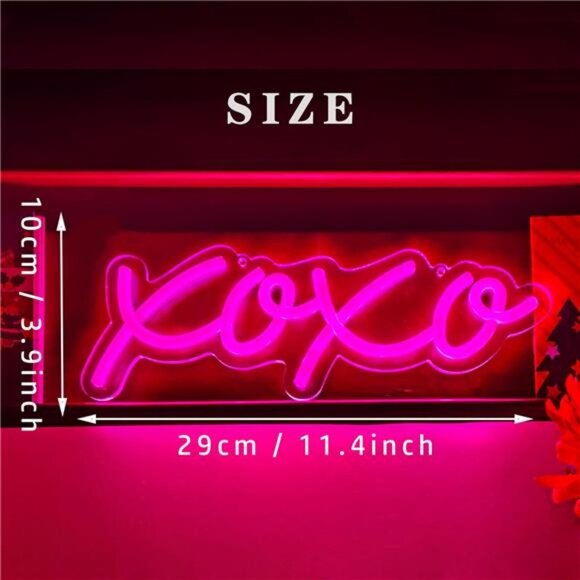Neon Light Sign LED XOXO Night Lights USB Operated Decorative Marquee Sign Bar - Picture 6 of 7